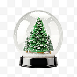 玻璃雪球和绿色圣诞树 圣诞雪球