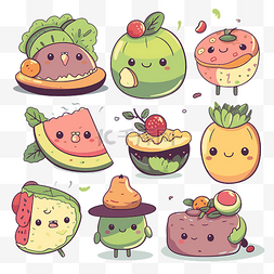 水果蔬菜卡通图片_可爱的健康食品