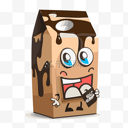 巧克力与牛奶图片_一盒带有卡通脸和眼睛剪贴画的巧