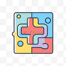 治疗自闭症图片_该图像是一个顶部有十字的彩色正
