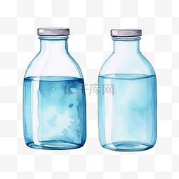 水瓶玻璃图片_水彩水瓶