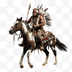 战士骑马图片_美洲原住民印第安人骑马