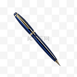 深蓝色和金色笔夹的圆珠笔