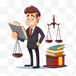 律师站在天平上的法律剪贴画卡通