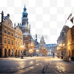 古老的小镇图片_波兰波兹南圣诞夜老城老市场广场
