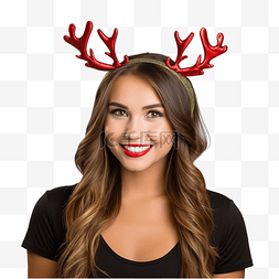 方头小人图片_女性头上的节日圣诞驯鹿鹿角头带