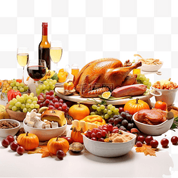 美食一桌图片_节日感恩节聚会桌，配有传统节日