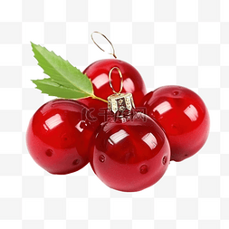 贺卡新年图片_圣诞树装饰品与樱桃