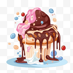 巧克力剪贴画图片_融化的冰淇淋剪贴画纸杯蛋糕上的