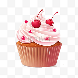 粉色透明樱桃图片_图解姿势纸杯蛋糕樱桃蛋糕甜点