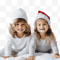 漂亮的圣诞帽图片_漂亮的小孩子，一个男孩和一个女