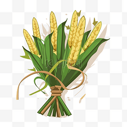 一束花花图片_lulav 剪贴画一束小麦与绿叶卡通 