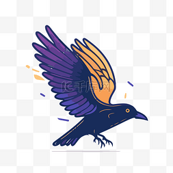 飞翔的鸟乌鸦图片_带翅膀飞翔的乌鸦鸟 向量