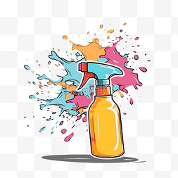 彩色背景矢量插画卡通上的喷雾瓶