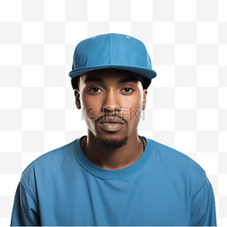 蓝色帽子戴嘻哈帽子模型前视图