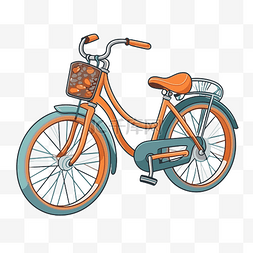 自行车剪贴画橙色自行车带轮子和