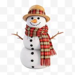 戴着帽子和围巾的雪人