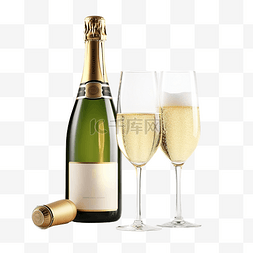 透明水晶瓶图片_一瓶和一杯冰镇香槟