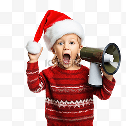 喇叭促銷图片_快乐的孩子穿着圣诞服装有趣的孩