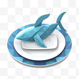 空白导航条图片_盘子里折纸鲸鱼的插图