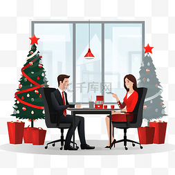 会议桌png图片_办公室商务会议室和圣诞树
