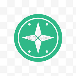 极简背景绿色图片_程式化星星的绿色罗盘图标 向量