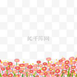 春季植物花卉插画图片_红色粉色花丛