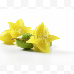 黄色的杨桃图片_两颗黄色的星星和绿色的小水果