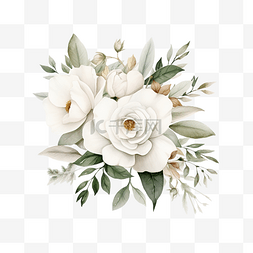 白色羽毛叶子图片_水彩 白色 花卉