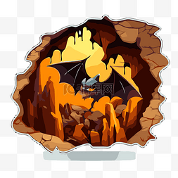 卡通蝙蝠在洞穴剪贴画的洞里 向