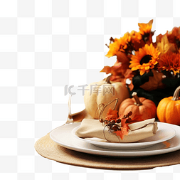 豪华龙船图片_感恩节晚餐的节日餐桌，配有秋季