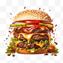 泡菜味图片_美味的汉堡 PNG AI 生成