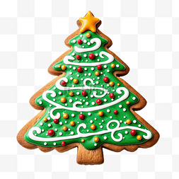 圣诞礼物结图片_姜饼圣诞树装饰彩色糖霜