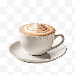 奶油咖啡店图片_一杯早晨卡布奇诺拿铁，圆杯棉花