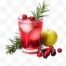 茶树枝图片_圣诞蔓越莓和苹果饮料在黑色上装