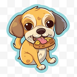 狗吃图片_卡通狗吃饼干贴纸 向量