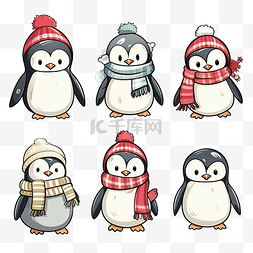 素描套装图片_可爱的圣诞企鹅