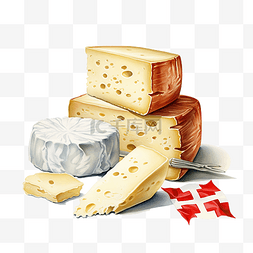 食物背景插画图片_奶酪瑞士插画