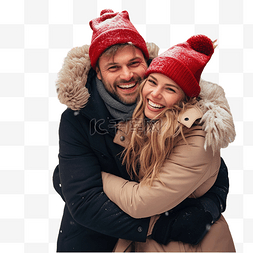人人人图片_美丽的快乐冬季圣诞风格情侣在街