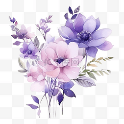 水彩风格的紫色插花