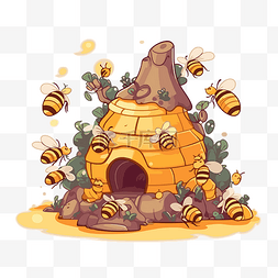 蜜蜂插画图片_蜂巢剪贴画蜜蜂蜜蜂屋蜂巢农场矢