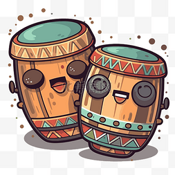 两个卡通非洲鼓坐在一起 向量