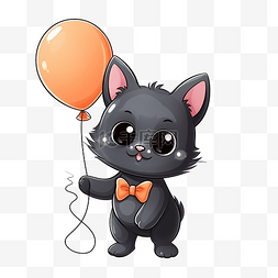 海贼涂鸦图片_绘制万圣节可爱的猫拿着气球的集