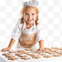 蛋糕烘焙人图片_可爱的小女孩烘烤圣诞姜饼