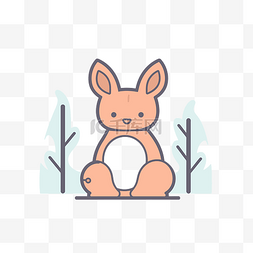 兔子在森林里图片_坐在森林里的兔子动物 向量