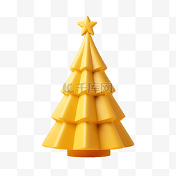 黄色柔和时尚的简约圣诞树