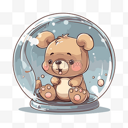 透明放映机图片_透明玩具剪贴画小卡通熊坐在玻璃