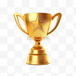 空浮图片_金色冠军杯或奖杯，带有浮星几何