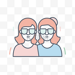 戴眼镜女人图标图片_两个戴眼镜和太阳镜的女人 向量