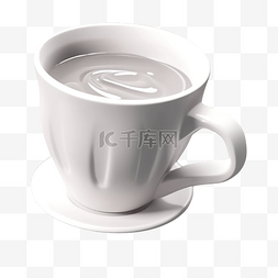 瓷咖啡杯子图片_白色杯子的 3d 插图